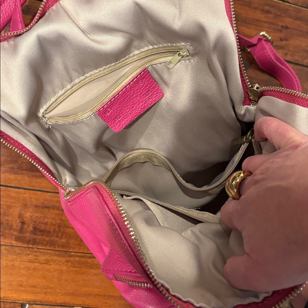 Hot Pink Italian Leather Backpack from Florence - Picture 7 of 9